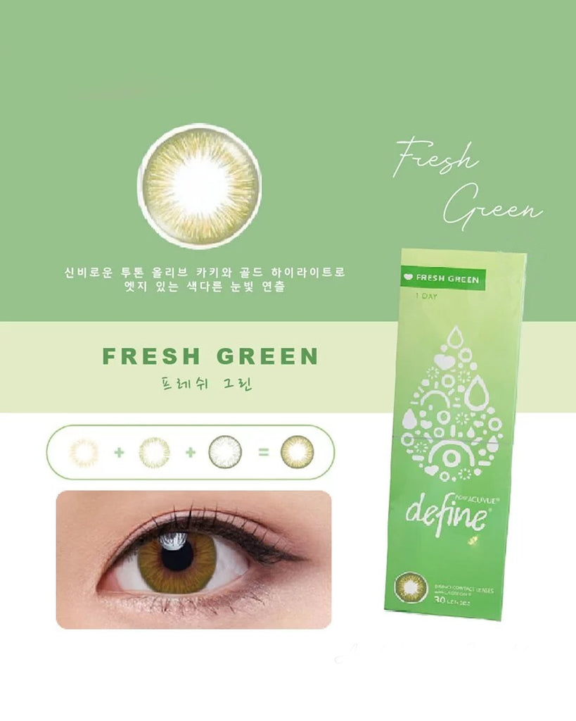 1-DAY ACUVUE® DEFINE® FRESH Green (30 Pcs) Buy 3 Get 1 FREE - Eleven Eleven Contact Lens and Vision Care Experts